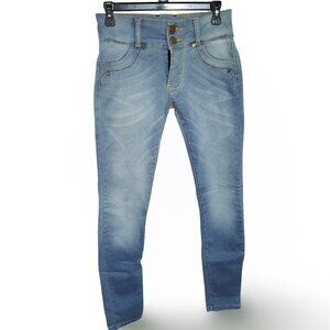 Girl's 18 Forever Light Wash High Waist Skinny Jeans with Triple Button Detail |